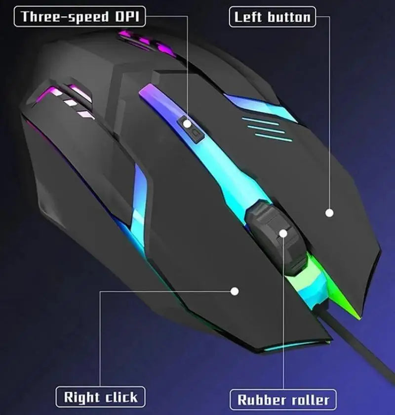 Wired Gaming Mouse - 1600 DPI Backlit, Ergonomic Design