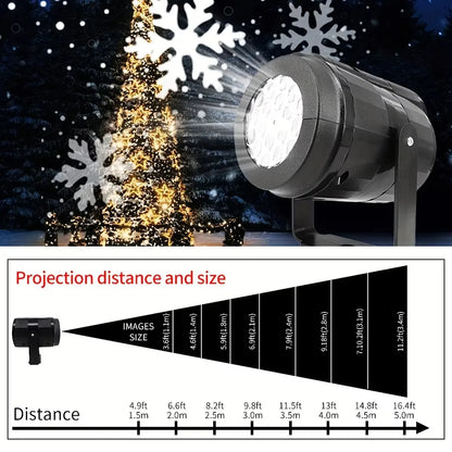 LED Snowflake Projector Lamp Fairy Night Light 360°