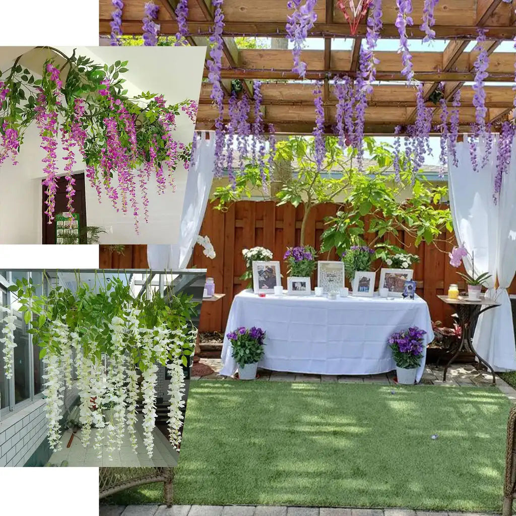 12-Piece Artificial Wisteria Flowers String Garland