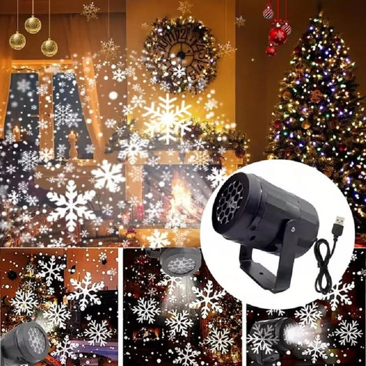 LED Snowflake Projector Lamp Fairy Night Light 360°