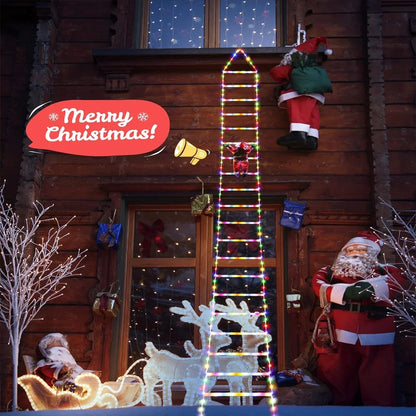 Santa Claus Climbing Ladder Warm Light Christmas Decoration for Home Outdoor Garden