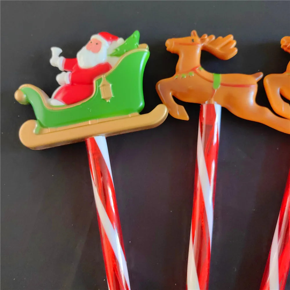 5pcs Solar-Powered Christmas Santa Sleigh and Reindeer