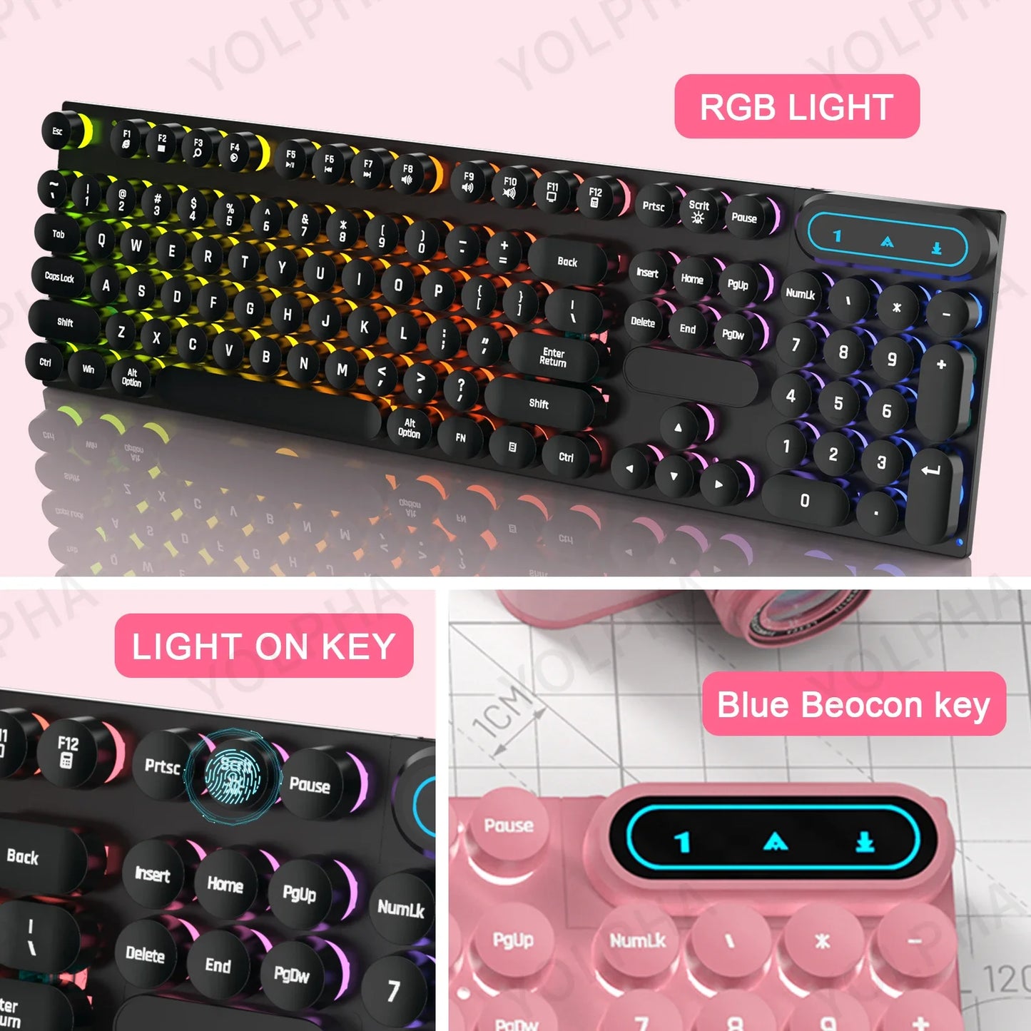 YOLPHA Wired Membrane Keyboard with Multicolor Backlight