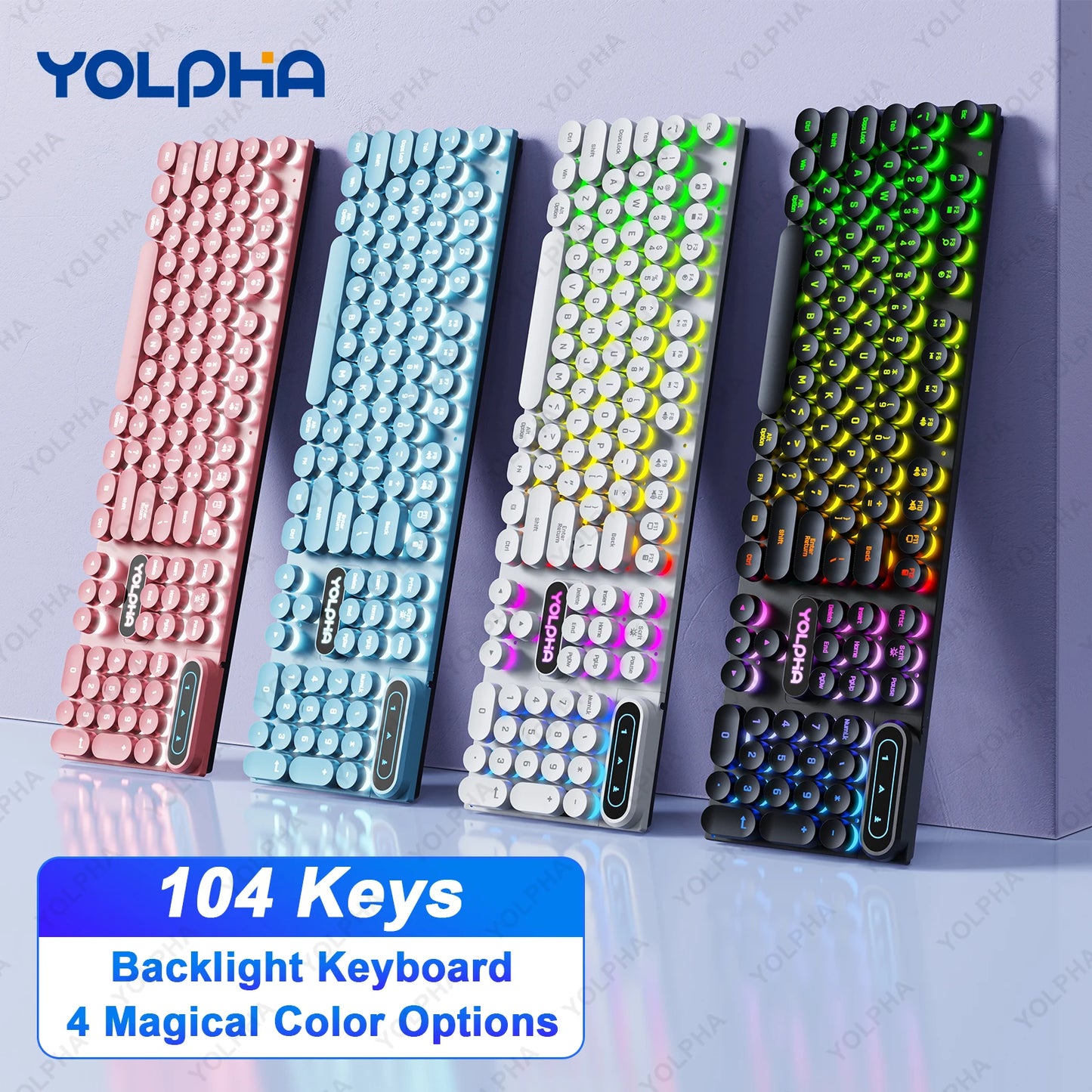 YOLPHA Wired Membrane Keyboard with Multicolor Backlight